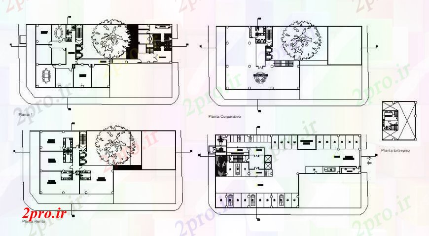 دانلود نقشه ساختمان اداری - تجاری - صنعتی چهار توزیع طبقه طراحی جزئیات ساختمان شرکت های بزرگ 13 در 26 متر (کد92972)