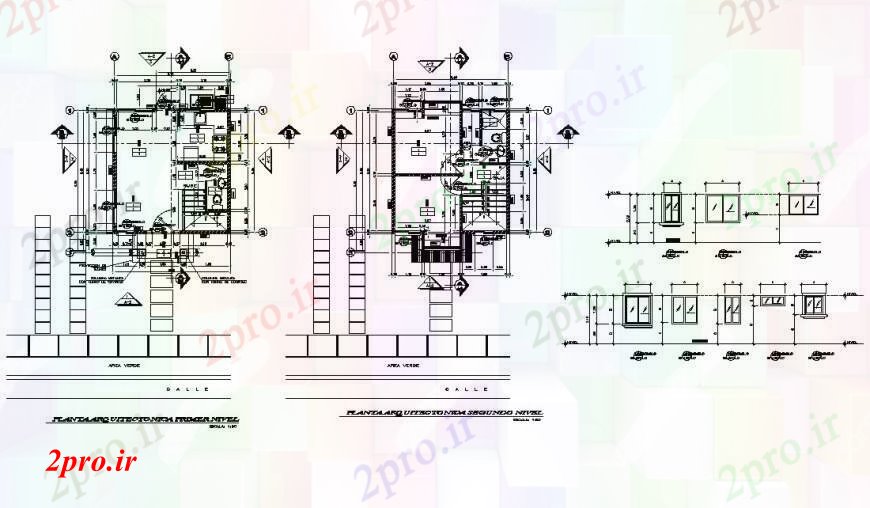 دانلود نقشه مسکونی ، ویلایی ، آپارتمان مسکونی طرحی طبقه خانه و درب و پنجره جزئیات 5 در 7 متر (کد92983)