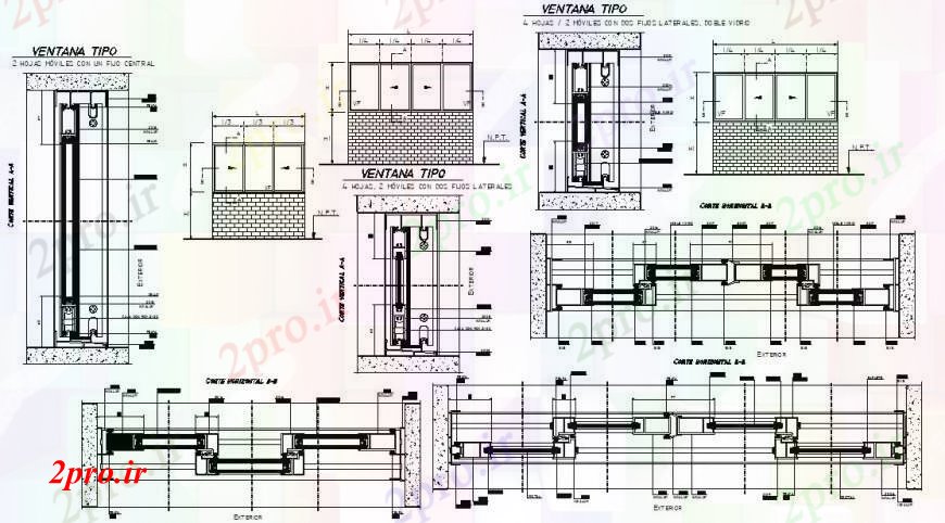 دانلود نقشه جزئیات طراحی در و پنجره  نما پنجره های تهویه و نصب و راه اندازی  (کد93004)