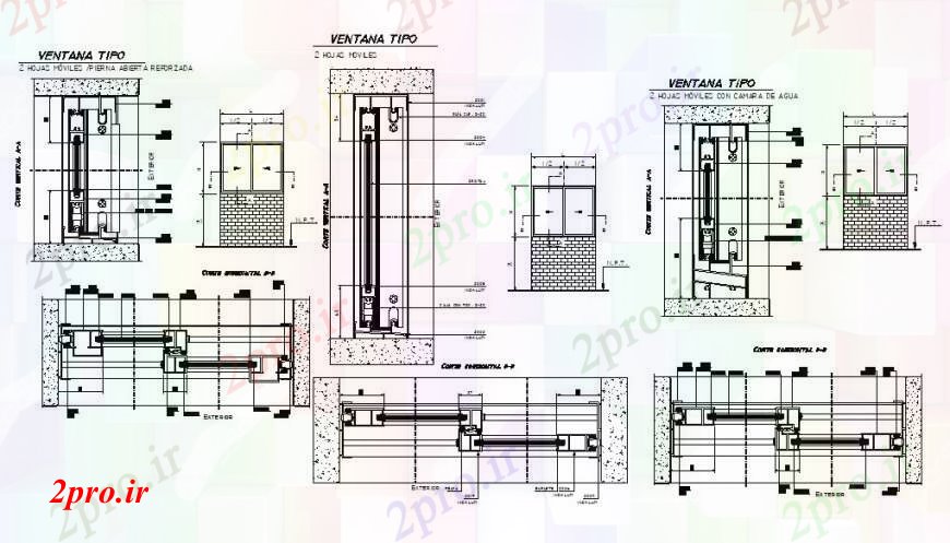 دانلود نقشه جزئیات طراحی در و پنجره  نما پنجره راهرو و نصب و راه اندازی (کد93005)