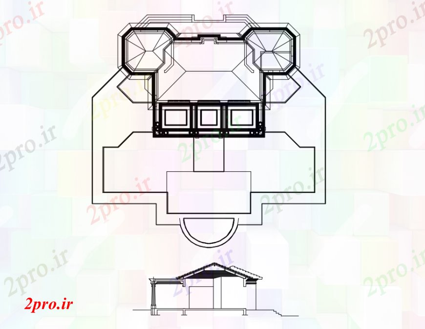 دانلود نقشه جزئیات ساخت و ساز طراحی دو بعدی از تریدی ضمیمه خودرو 30 در 33 متر (کد93015)