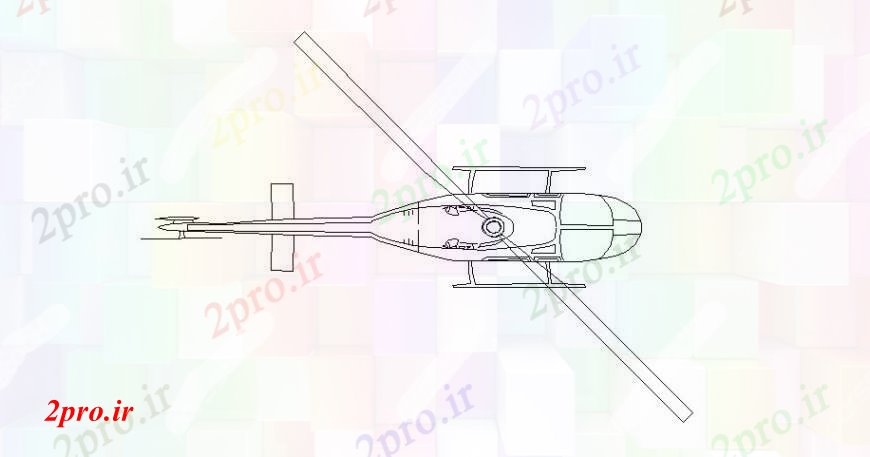 دانلود نقشه بلوک وسایل نقلیه هلیکوپتر خلاق بالای صفحه  بلوک نما طراحی جزئیات (کد93022)