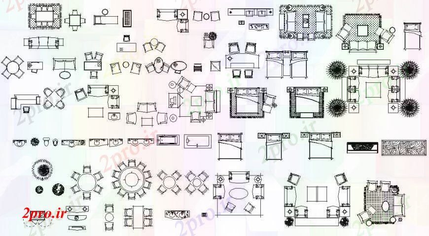دانلود نقشه مبلمان  رستوران - غذا خوری - فست فود - هتلتخت های متعدد، مجموعه مبل و هتل مبلمان دو بعدی  بلوک طراحی جزئیات  (کد93025)