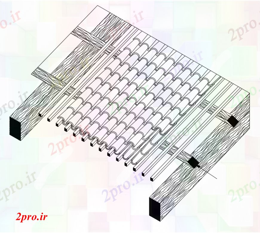 دانلود نقشه جزئیات ساخت و ساز طراحی  دو بعدی  کاشی جزئیات پوشش خودکار بیهوده  های  (کد93039)