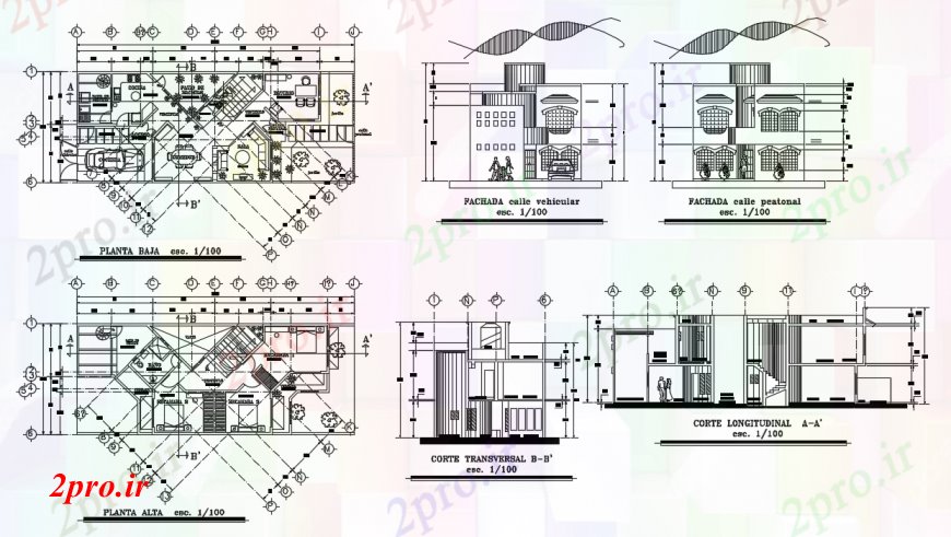 دانلود نقشه مسکونی ، ویلایی ، آپارتمان طراحی دو بعدی خانه اولیه خودرو 8 در 20 متر (کد93047)