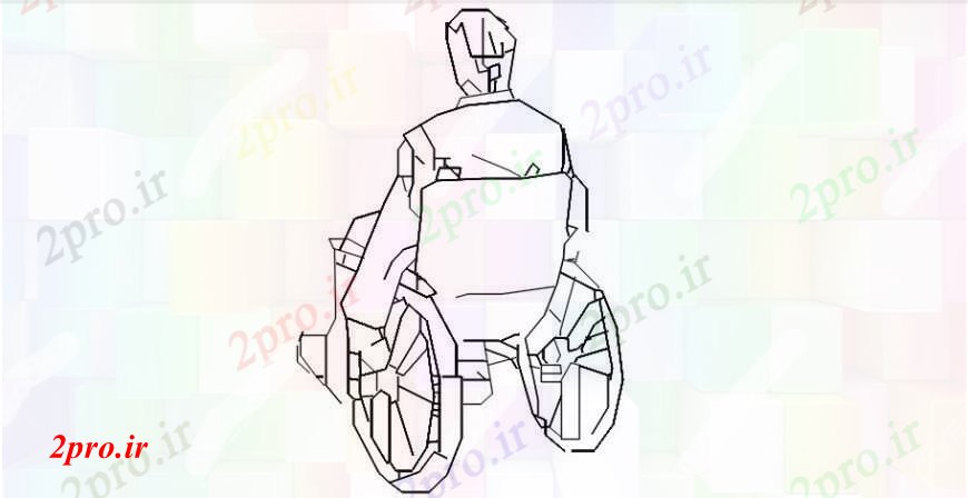 دانلود نقشه بلوک افراد نقص در مدل دو بعدی  صندلی چرخدار (کد93063)