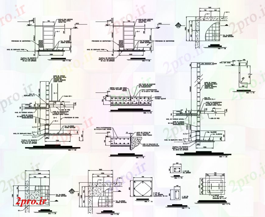 دانلود نقشه جزئیات ساخت و ساز طراحی 2 نما ساخت و ساز خودرو 13 در 16 متر (کد93067)