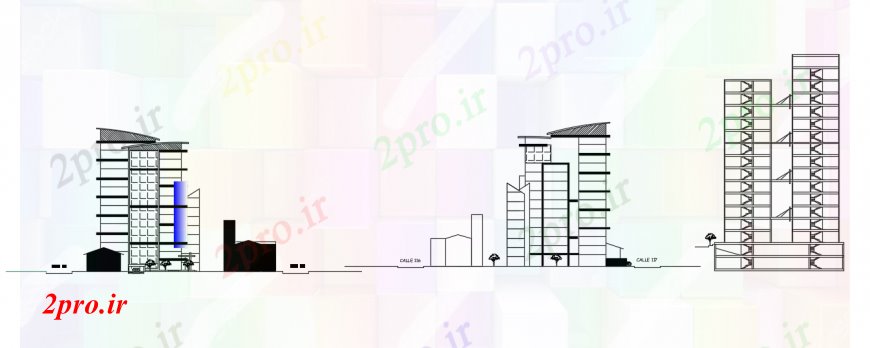دانلود نقشه جزئیات و طراحی داخلی دفتر طراحی دو بعدی دفتر برج نما خودرو 25 در 34 متر (کد93072)