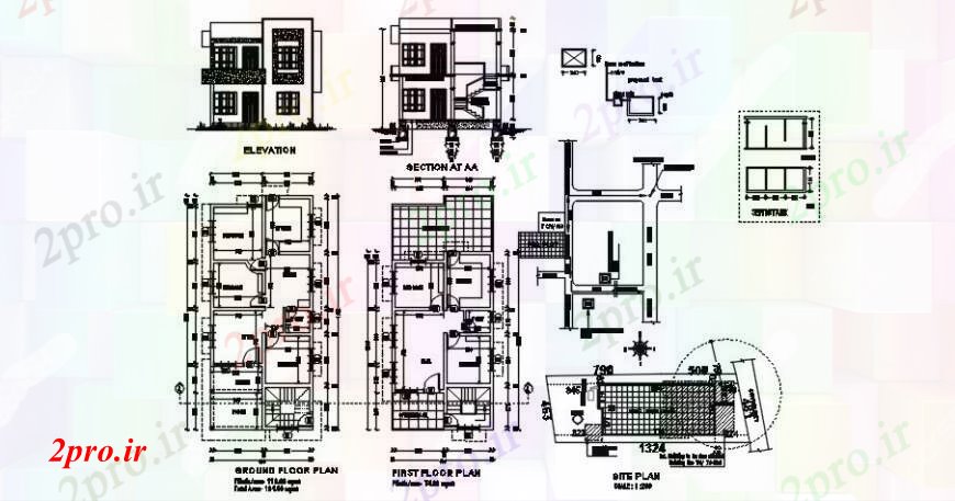 دانلود نقشه مسکونی  ، ویلایی ، آپارتمان  بخش نما خانه و طرحی جزئیات  دو بعدی   (کد93119)