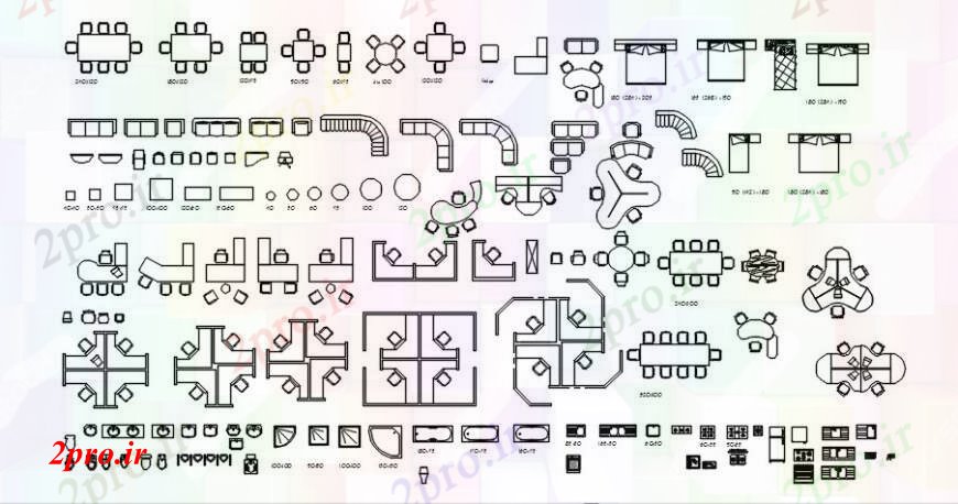 دانلود نقشه بلوک مبلمان کتابخانه مبلمان دو بعدی  و بلوک بهداشتی (کد93167)