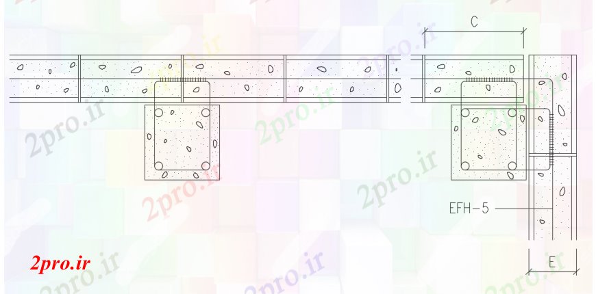 دانلود نقشه جزئیات ستون  دو بعدی  رسم از ساخته   در ساخت و ساز دیوار   خودرو (کد93180)