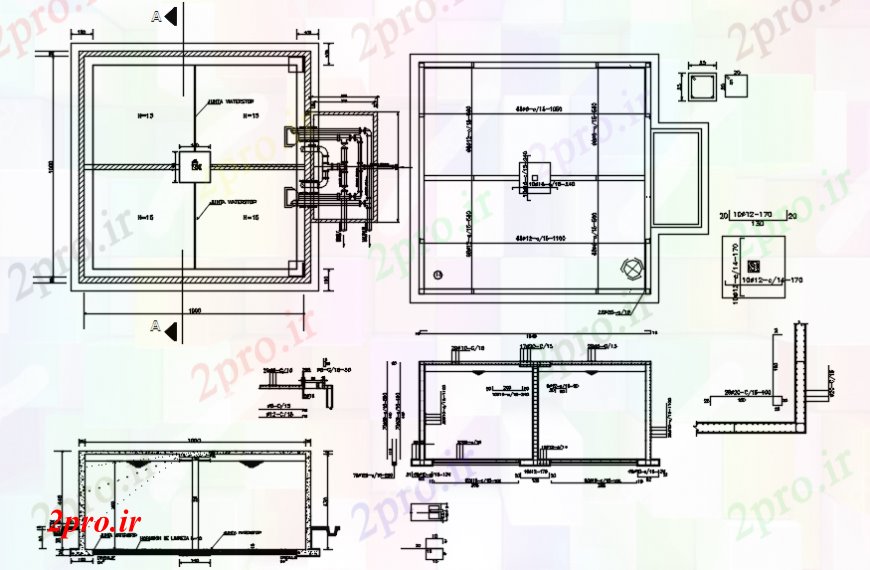 دانلود نقشه جزئیات لوله کشی بخش مخزن آب، طرحی و ساختار لوله کشی طراحی جزئیات (کد93205)