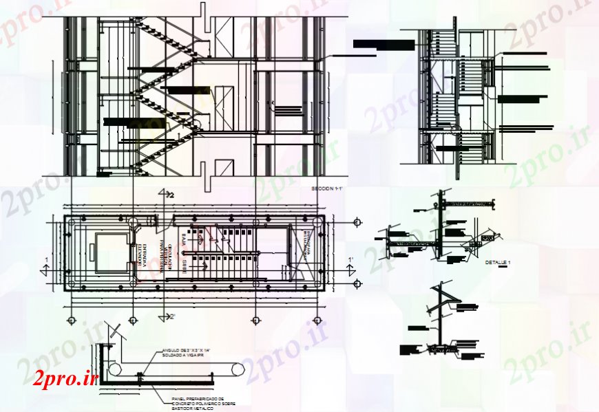 دانلود نقشه جزئیات پله و راه پله راه پله از سه دان ساخت بخش ها و ساختار سازنده جزئیات 7 در 26 متر (کد93206)