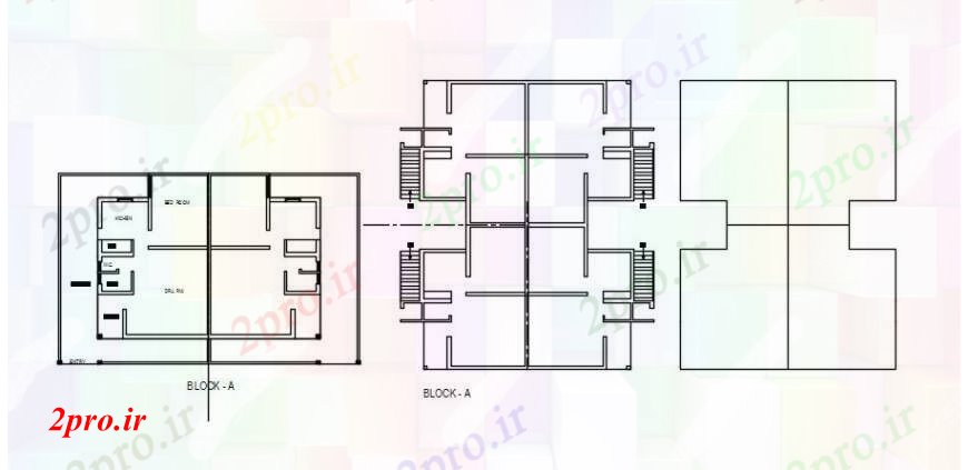 دانلود نقشه مسکونی  ، ویلایی ، آپارتمان  فاصله مفهوم خانه با بلوک های (کد93228)