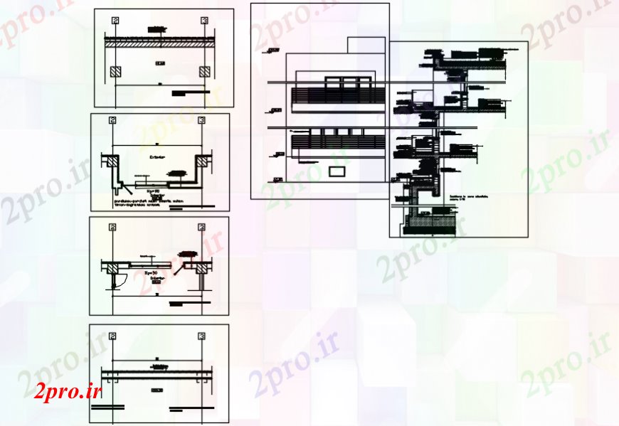 دانلود نقشه مسکونی ، ویلایی ، آپارتمان همه طرفه بخش و ساختار طراحی سازنده جزئیات آپارتمان ساخت و ساز 14 در 25 متر (کد93242)