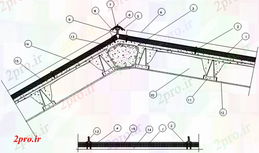 دانلود نقشه طراحی جزئیات ساختار سقف بخش سازنده و ساختار طراحی جزئیات  (کد93249)