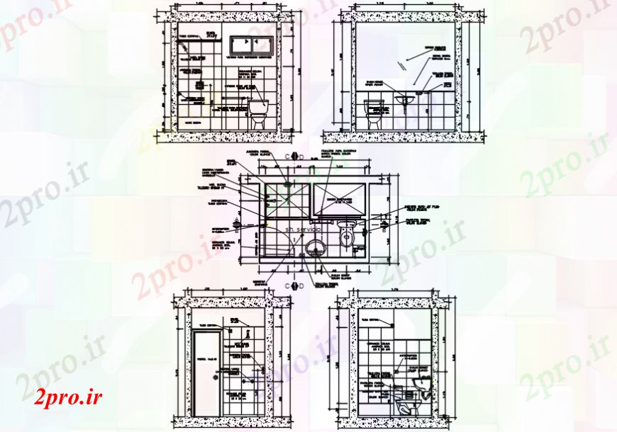 دانلود نقشه حمام مستر خانه بخش های توالت کامل، طرحی و نصب و راه اندازی (کد93252)