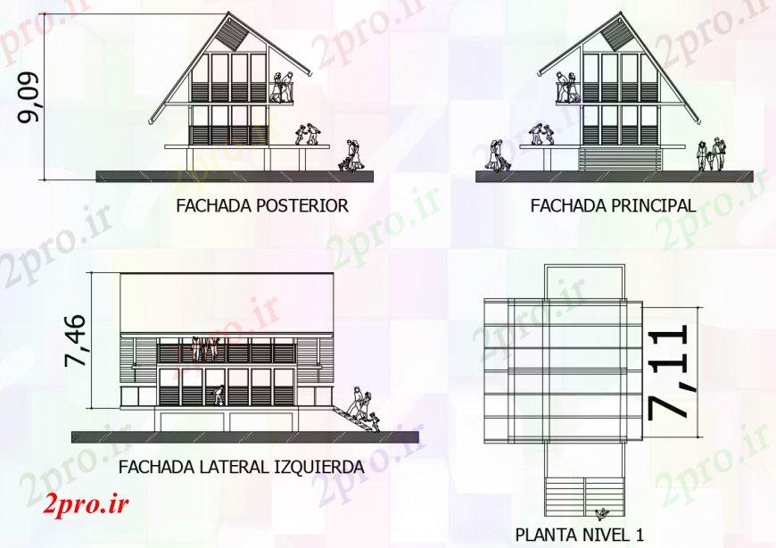 دانلود نقشه مسکونی  ، ویلایی ، آپارتمان   دو بعدی  رسم از خانههای ویلایی نما  plan  (کد93261)