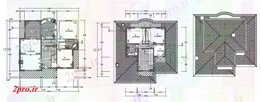 دانلود نقشه مسکونی ، ویلایی ، آپارتمان طراحی دو بعدی از خانه 1 اتوکد 13 در 14 متر (کد93274)