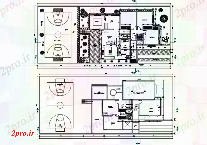 دانلود نقشه مسکونی  ، ویلایی ، آپارتمان  طرحی توزیع خانه روستایی و محوطه سازی ساختار جزئیات (کد93307)