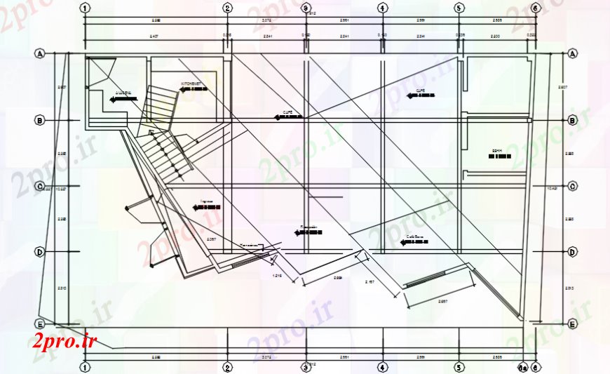 دانلود نقشه هتل - رستوران - اقامتگاه کافه تریا طرحی معماری نمای بالا 10 در 18 متر (کد93317)