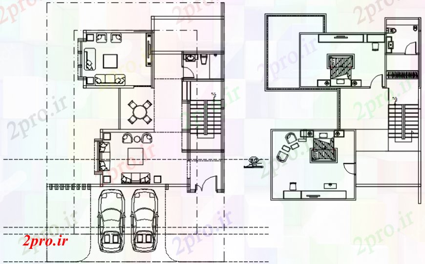 دانلود نقشه مسکونی ، ویلایی ، آپارتمان مدرن خانه معماری طرحی نمای بالا 11 در 13 متر (کد93319)