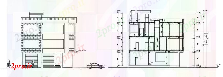 دانلود نقشه مسکونی  ، ویلایی ، آپارتمان  طراحی  دو بعدی  نما خانه رعیتی بیرونی   خودرو (کد93351)