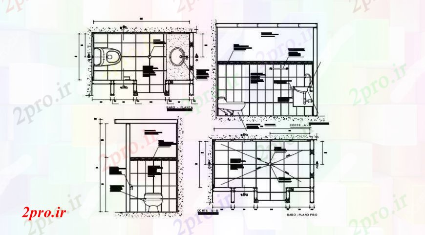 دانلود نقشه حمام مستر طراحیحمام جزئیات  (کد93371)