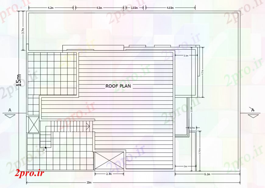 دانلود نقشه جزئیات ساخت و ساز طراحی دو بعدی خانه محصولات بلند سقف 26 در 45 متر (کد93383)