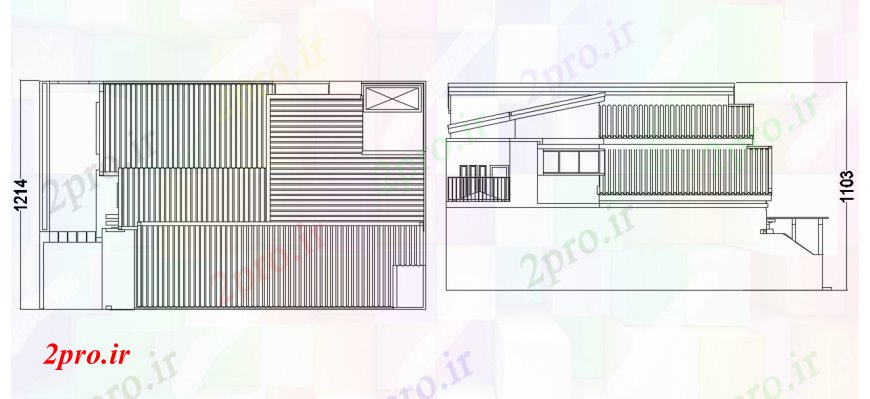 دانلود نقشه مسکونی  ، ویلایی ، آپارتمان  طراحی  دو بعدی  از بالا و سمت نما PHDM  اتوکد خانه (کد93399)