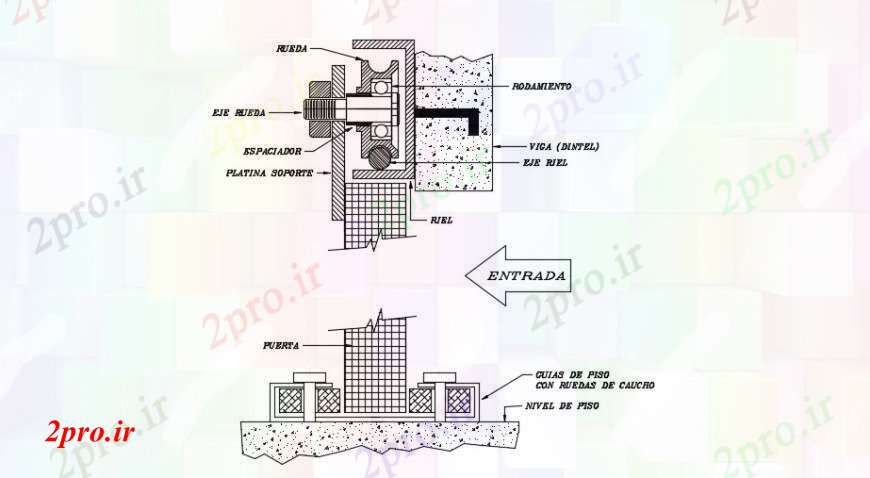 دانلود نقشه جزئیات طراحی در و پنجره  حلق آویز درب نصب و راه اندازی   (کد93423)