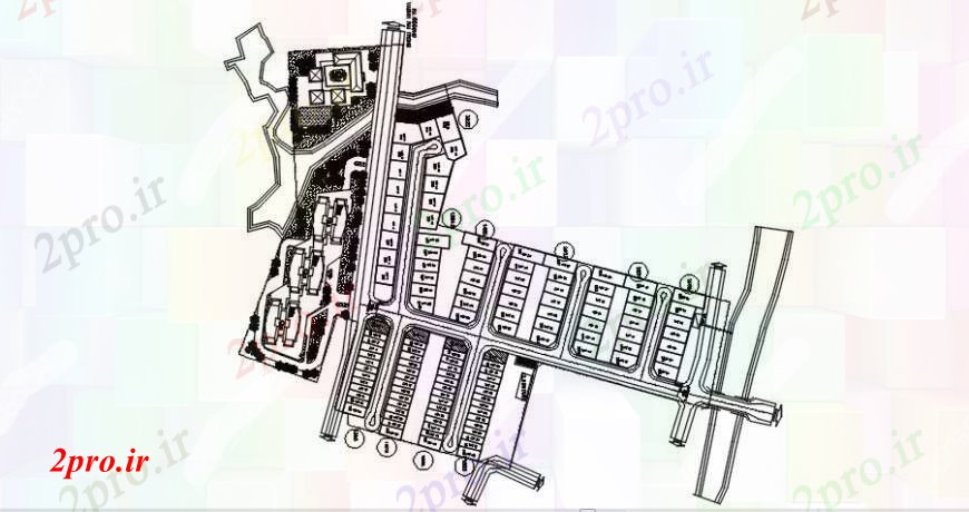 دانلود نقشه برنامه ریزی شهری طراحی سایت با شرح از یک منطقه 5 در 18 متر (کد93430)