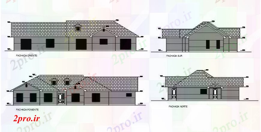 دانلود نقشه مسکونی  ، ویلایی ، آپارتمان  نما دو بعدی  از یک طبقه واحد مسکونی  اتوکد (کد93449)