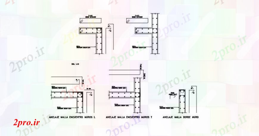 دانلود نقشه جزئیات ساخت و ساز  دیوار نشست طرحی بخش جزئیات (کد93466)