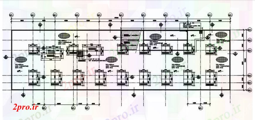 دانلود نقشه طراحی اتوکد پایه طراحی بنیاد بلوک طراحی 14 در 54 متر (کد93474)