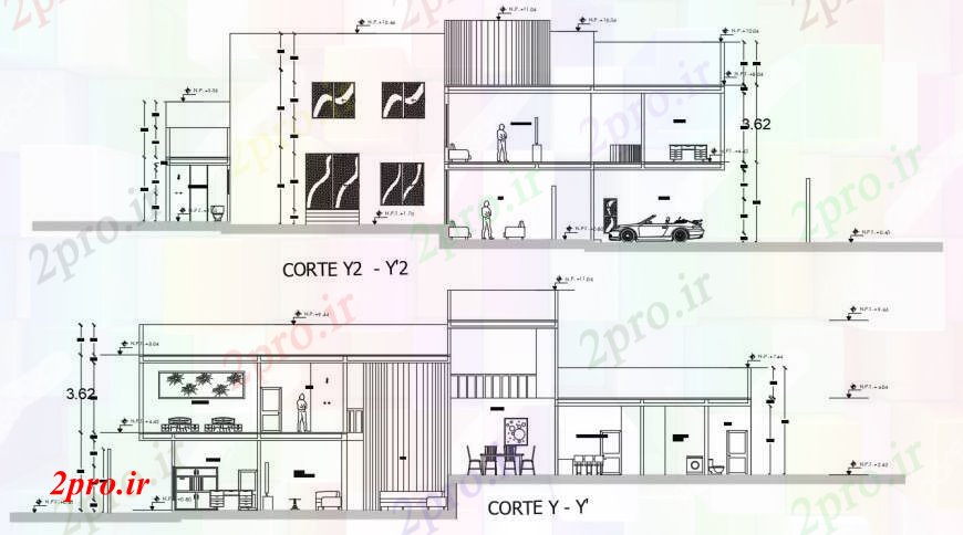 دانلود نقشه مسکونی  ، ویلایی ، آپارتمان  طراحی  دو بعدی  نما متصل با   مسکن (کد93561)