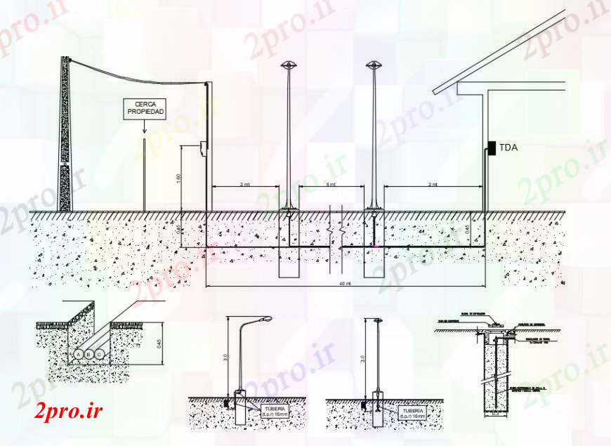 دانلود نقشه جزئیات ساخت و ساز  دو بعدی  رسم از  اتوکد پیامبر حدود (کد93566)