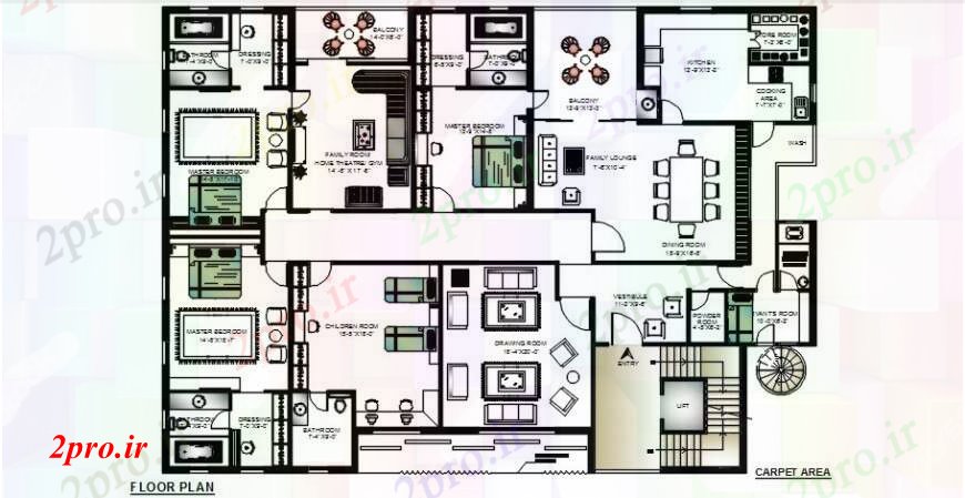 دانلود نقشه مسکونی  ، ویلایی ، آپارتمان  خانه طرحی طبقه مدل  مبلمان (کد93585)