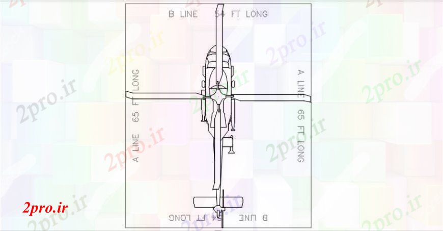 دانلود نقشه بلوک وسایل نقلیه بخش نمای بالای یک هلی کوپتر (کد93590)