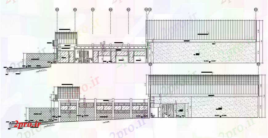 دانلود نقشه جزئیات ساخت و ساز طراحی  دو بعدی  نما لیتوسفر مدرن   خودرو (کد93594)