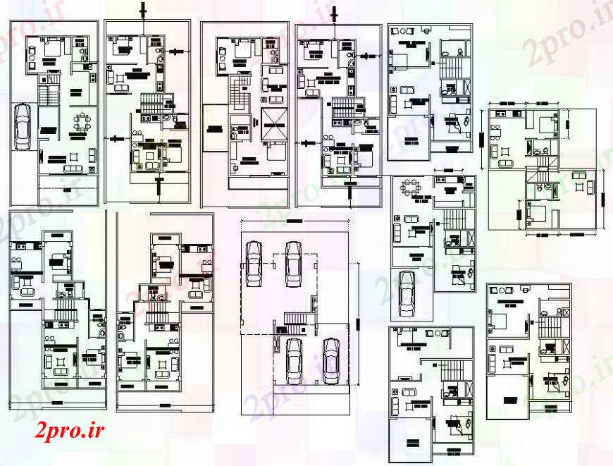 دانلود نقشه مسکونی ، ویلایی ، آپارتمان BHK اقامت طرحی آپارتمان طرحی 8 در 13 متر (کد93600)