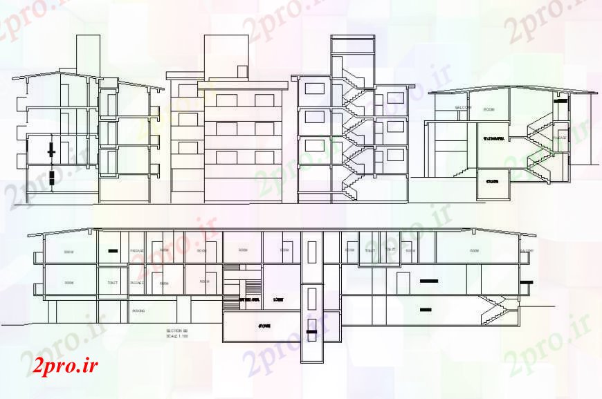 دانلود نقشه مسکونی  ، ویلایی ، آپارتمان  آپارتمان دو بعدی   نما  (کد93608)