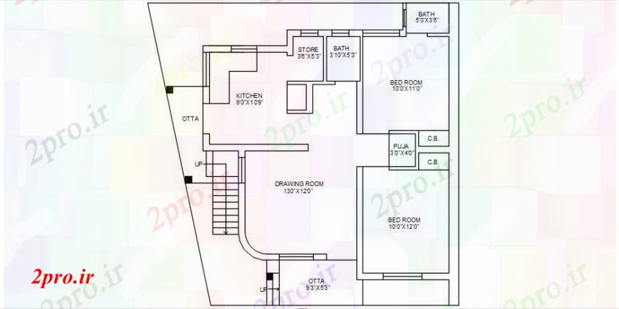 دانلود نقشه مسکونی ، ویلایی ، آپارتمان مفهوم مبلمان خانه 11 در 11 متر (کد93611)