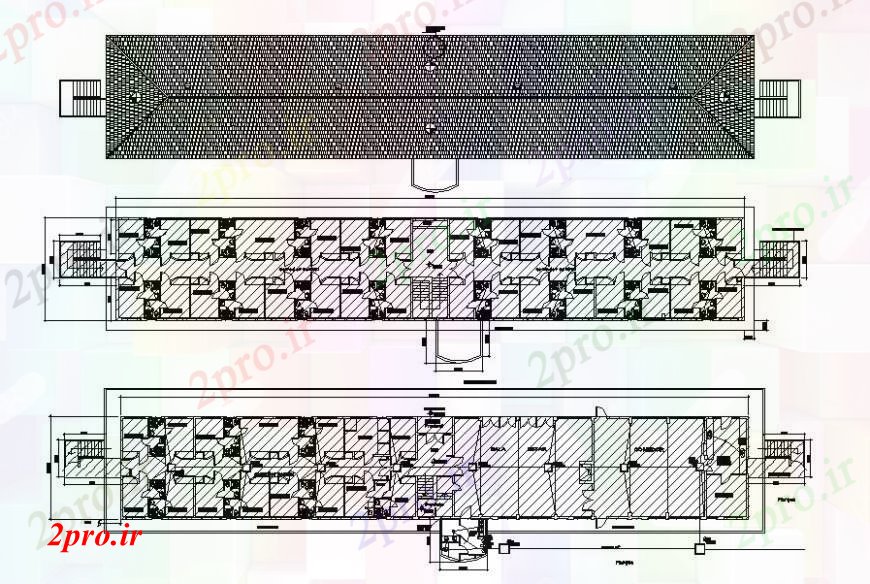 دانلود نقشه بیمارستان - درمانگاه - کلینیک طراحی دو بعدی از جزئیات پروژه درمانگاه 44 در 46 متر (کد93658)