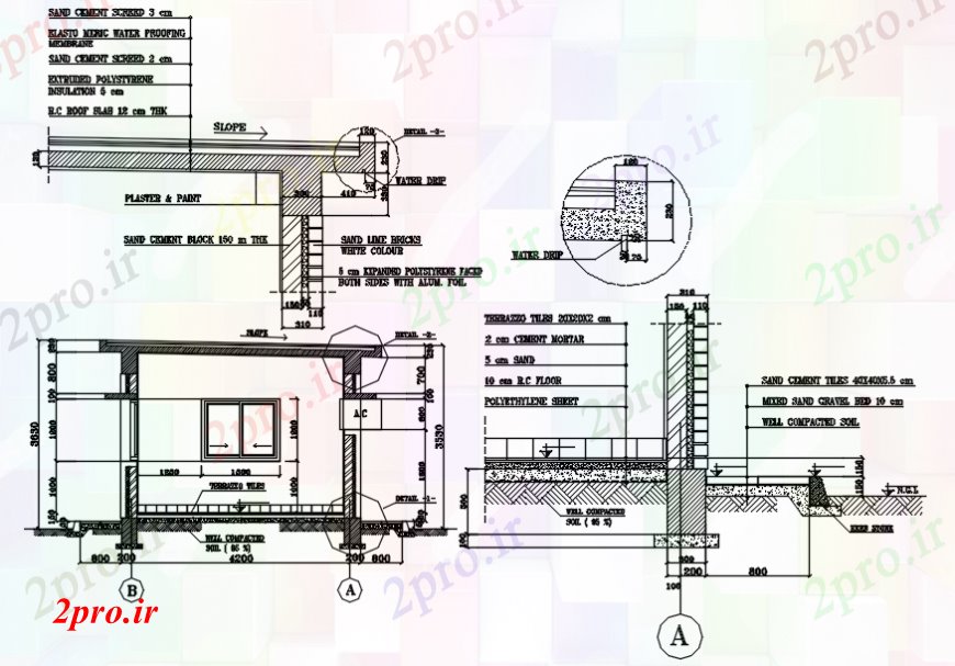 دانلود نقشه مسکونی  ، ویلایی ، آپارتمان   نما و طرحی طبقه جزئیات پاسدارخانه  به  (کد93672)