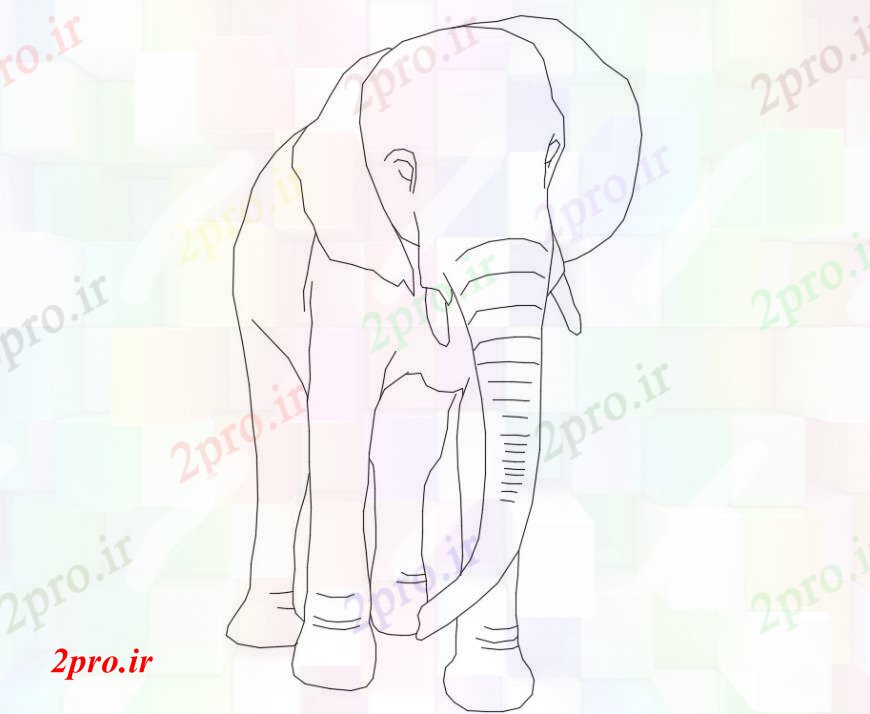 دانلود نقشه بلوک حیوانات جزئیات  طراحی های فیل (کد93682)