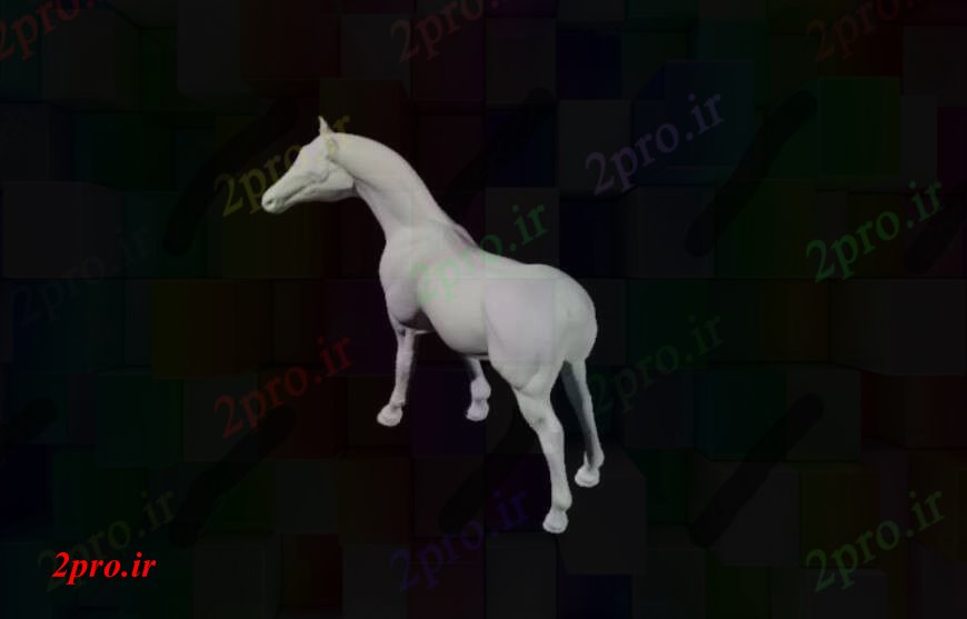 دانلود نقشه بلوک حیوانات جزئیات  طراحی های اسب سفید تریدی (کد93693)