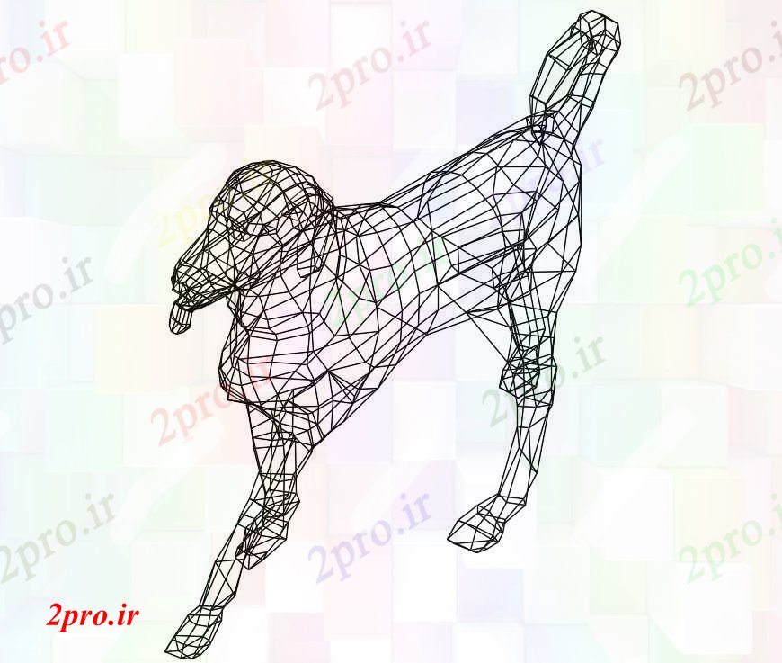 دانلود نقشه بلوک حیوانات جزئیات  طراحی های پارس سگ تریدی (کد93710)