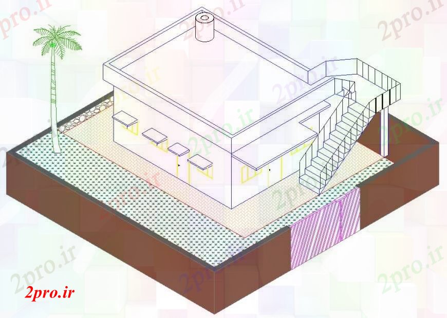 دانلود نقشه مسکونی  ، ویلایی ، آپارتمان  طراحی  دو بعدی  از نما بالای خانه نما ساده  اتوکد (کد93726)