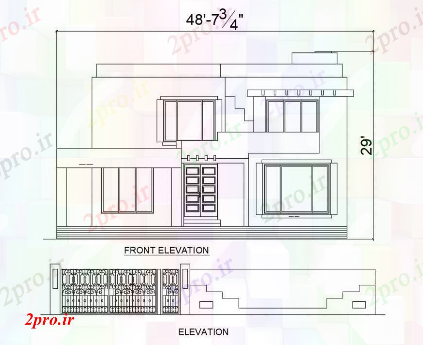 دانلود نقشه مسکونی  ، ویلایی ، آپارتمان  طراحی  دو بعدی  نما جلو بشیر   خودرو (کد93729)